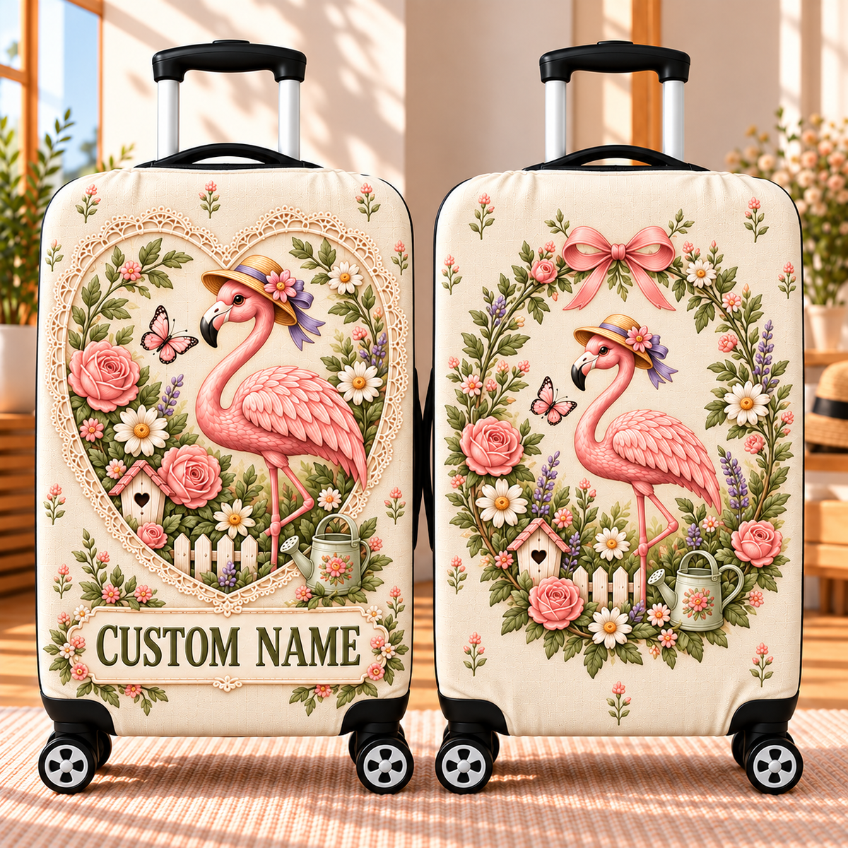 Personalized Garden Luggage Cover – Your Name, Your Favorite Animal 🌸🧳