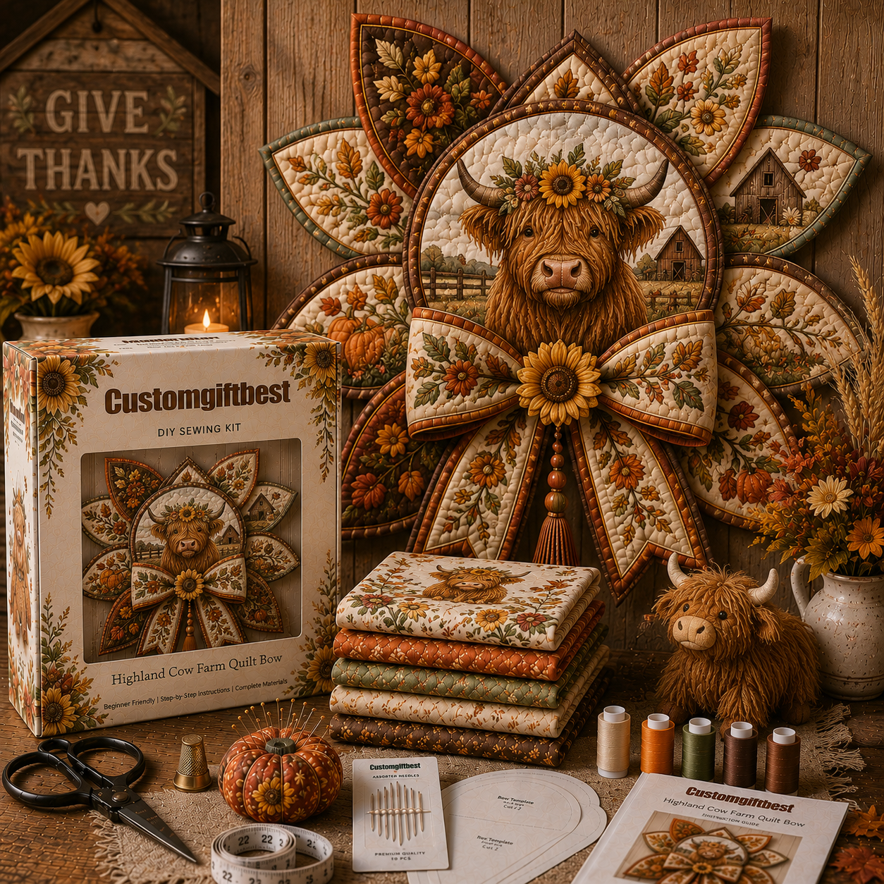 Thanksgiving Quilt Bow DIY Sewing Kit