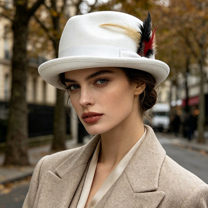 🎩 Instant Outfit Upgrade! Women’s Vintage Feather Fedora Hat ✨