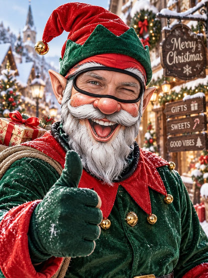 🎅Funny Santa Elf Face Mask – Christmas Winter Balaclava