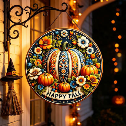 Fall Pumpkin Door Sign – Cozy Autumn Welcome Decor 🍂