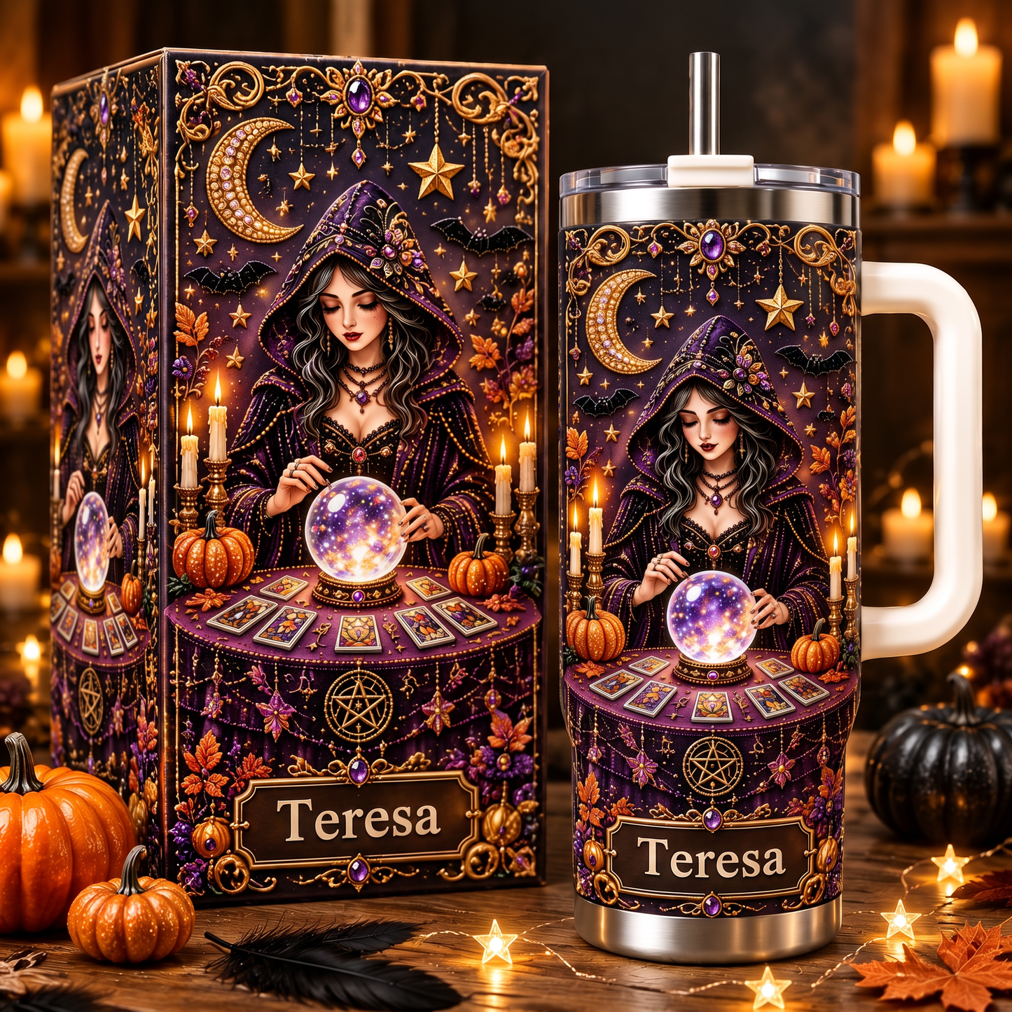 Personalized Witch Fortune Teller Halloween Tumbler