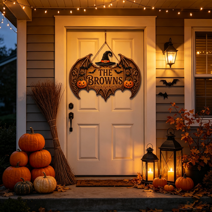 Spooky Personalized Family Name Halloween Door Sign