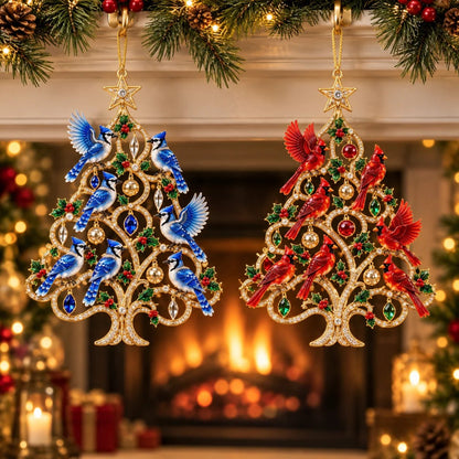 Jeweled Songbird Christmas Tree Ornament Collection – 4 Collectible Crystal-Style Designs