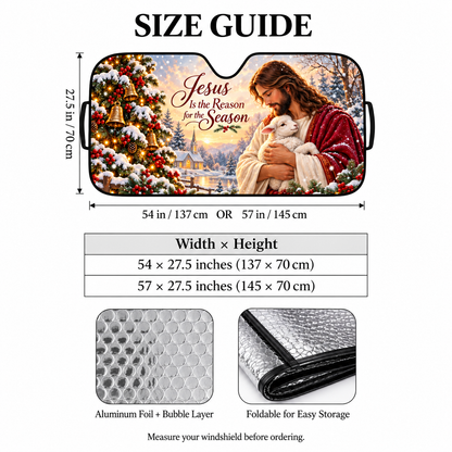 🎄Jesus & Lamb Christmas Windshield Sunshade – Jesus Is the Reason for the Season