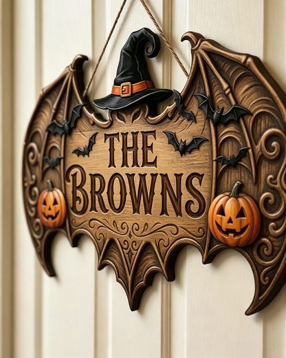 Spooky Personalized Family Name Halloween Door Sign