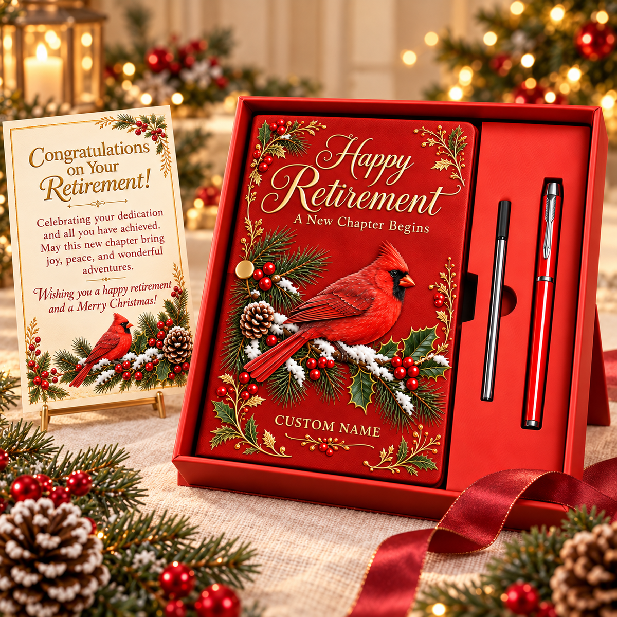 Personalized Happy Retirement Notebook Gift Set With Pens & Greeting Card 🎁