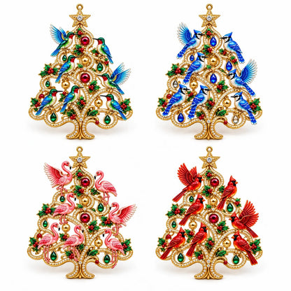 Jeweled Songbird Christmas Tree Ornament Collection – 4 Collectible Crystal-Style Designs