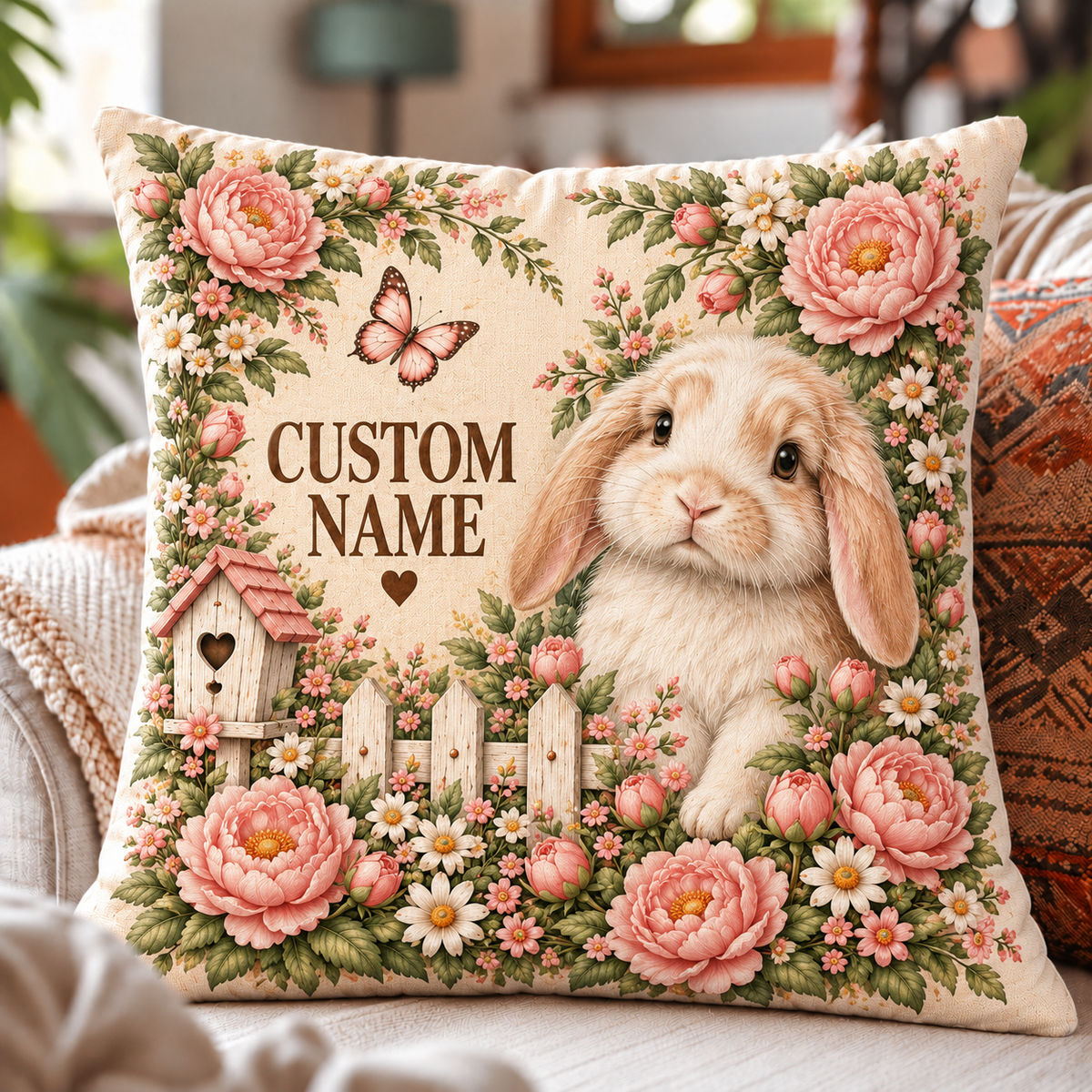 🌸 Personalized Garden Animal Pillow Cover