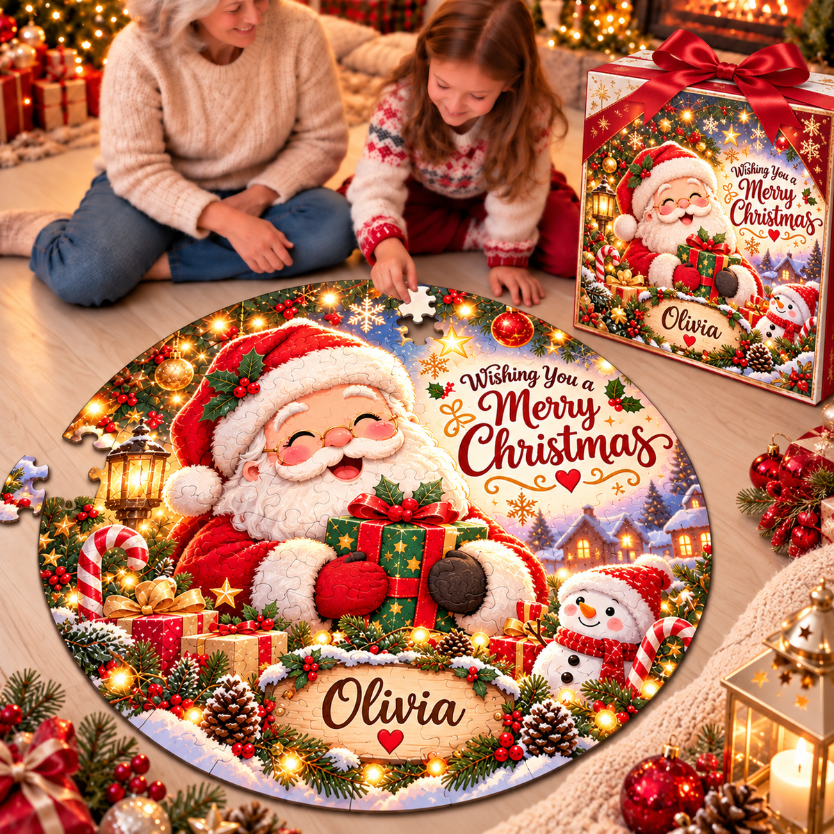🧩Personalized Christmas Puzzle Gift Set – Custom Name Holiday Keepsake Puzzle🎄