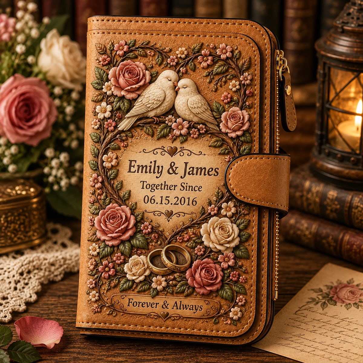 💕 Your Love, Always With Her — Personalized Vintage Romance Wallet
