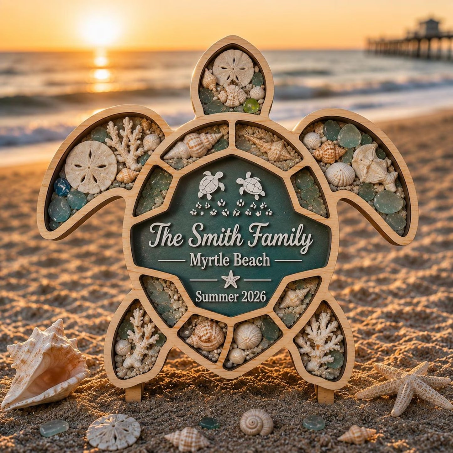 Personalized Turtle-Shaped Beach Souvenir Storage Box