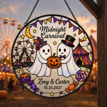 Personalized Ghost Couple Halloween Suncatcher