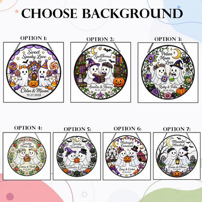 Personalized Ghost Couple Halloween Suncatcher