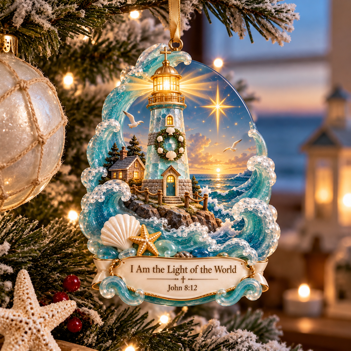 🌊✝️ Christian Ocean Inspired Christmas Ornament