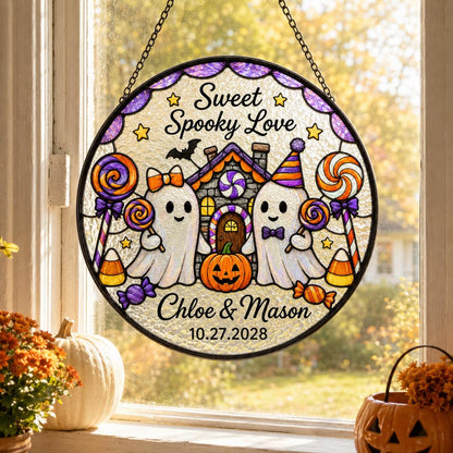 Personalized Ghost Couple Halloween Suncatcher