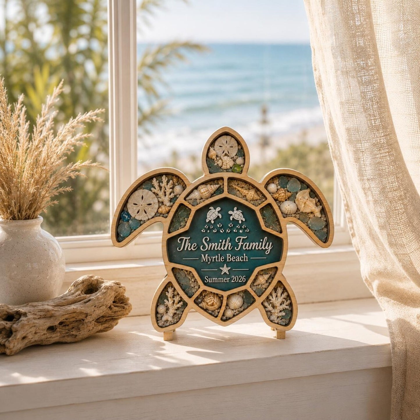Personalized Turtle-Shaped Beach Souvenir Storage Box