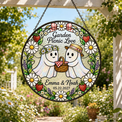Personalized Ghost Couple Halloween Suncatcher