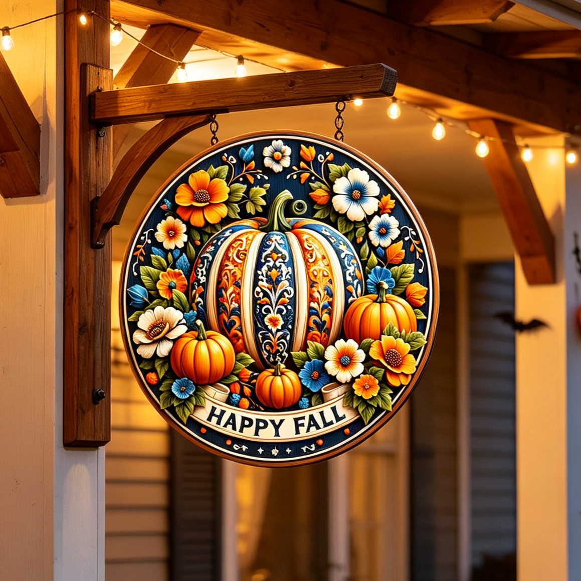 Fall Pumpkin Door Sign – Cozy Autumn Welcome Decor 🍂