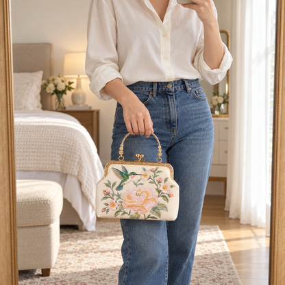 🌸 Carry a Little Garden — Vintage Floral Embroidered Handbag