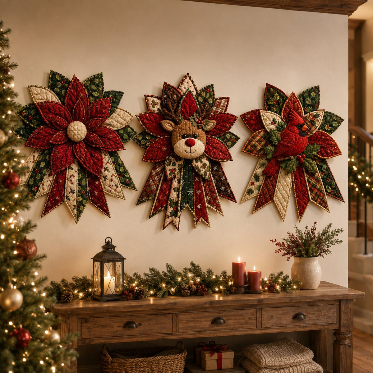 🎉Festive Quilted Christmas Door Hanging DIY Sewing Kit🎄