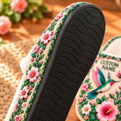 🌸🐦Personalized Cozy Animal Garden Floral Slippers - Gifts For Winter