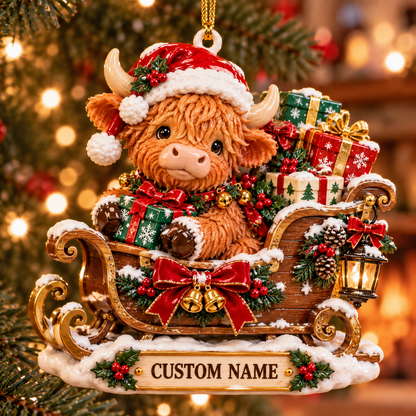 🎄 Personalized Highland Cow Christmas Ornament