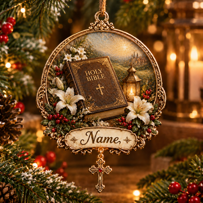 ✝️ Personalized Christian Christmas Ornament – Custom Name Faith Keepsake