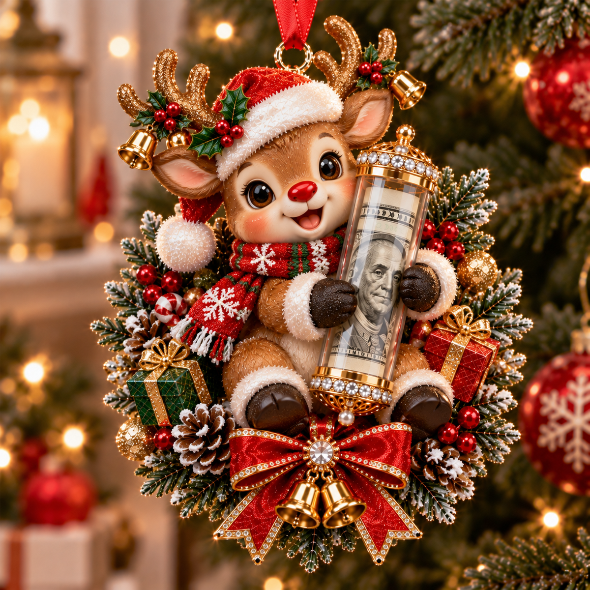 Christmas Money Surprise Ornament, Fun Christmas Tree Gift for Kids & Family