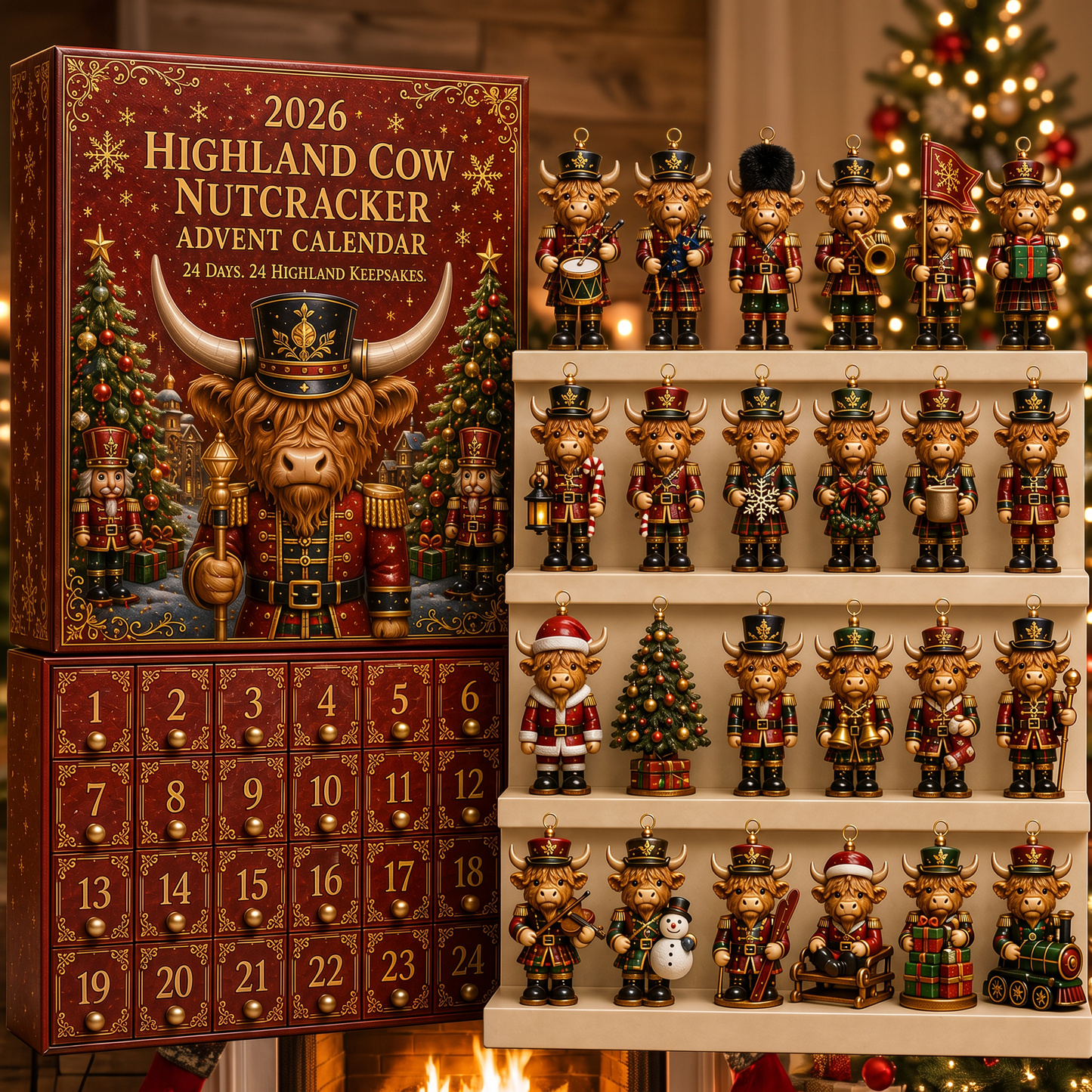 2026 Highland Cow Nutcracker Advent Calendar