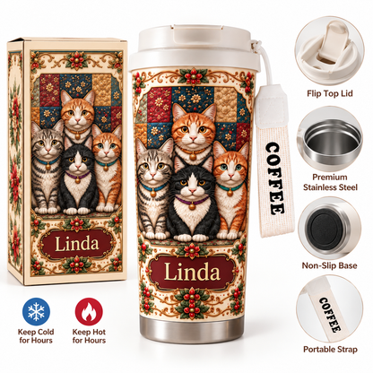 🎄 Personalized Cat Lover Christmas Tumbler