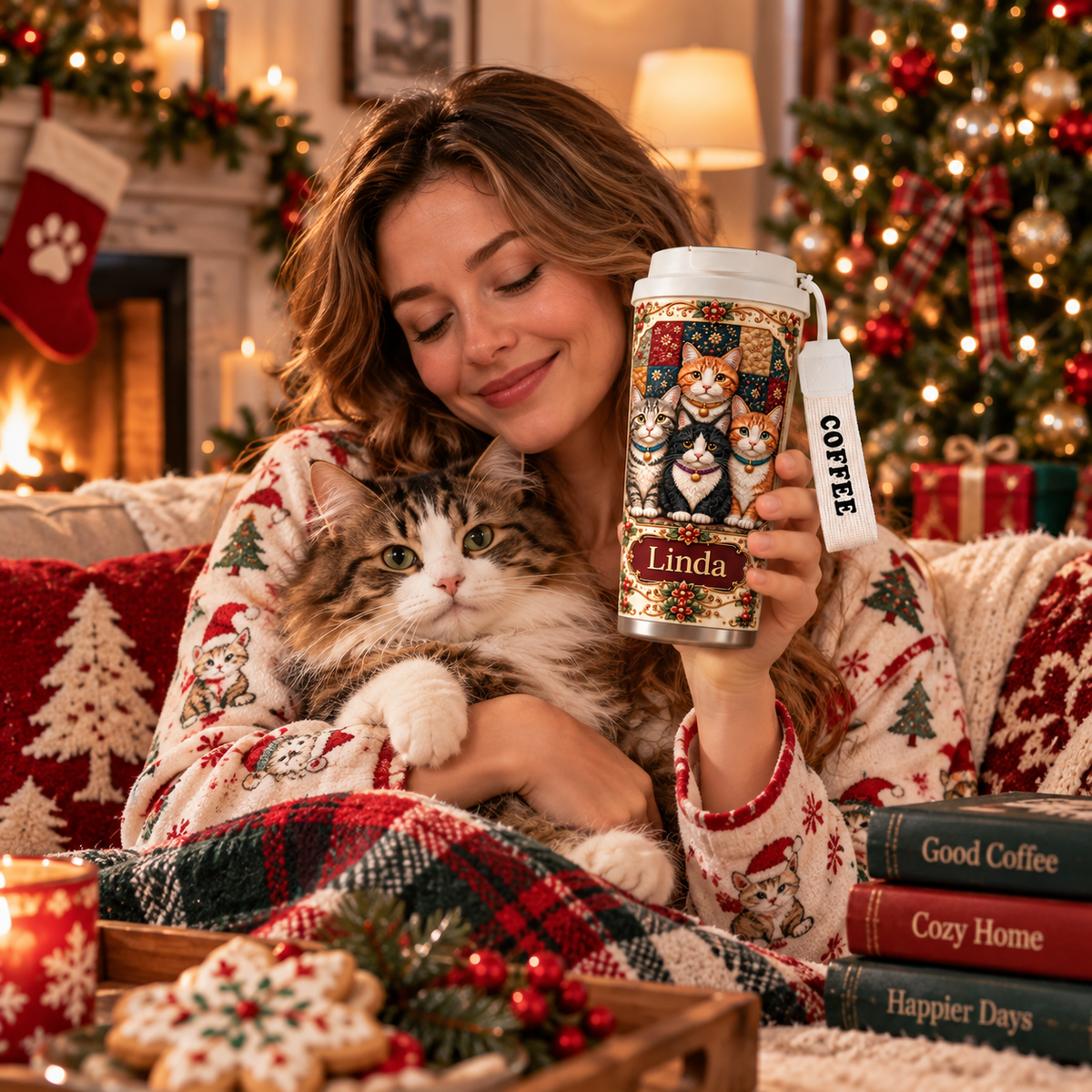 🎄 Personalized Cat Lover Christmas Tumbler