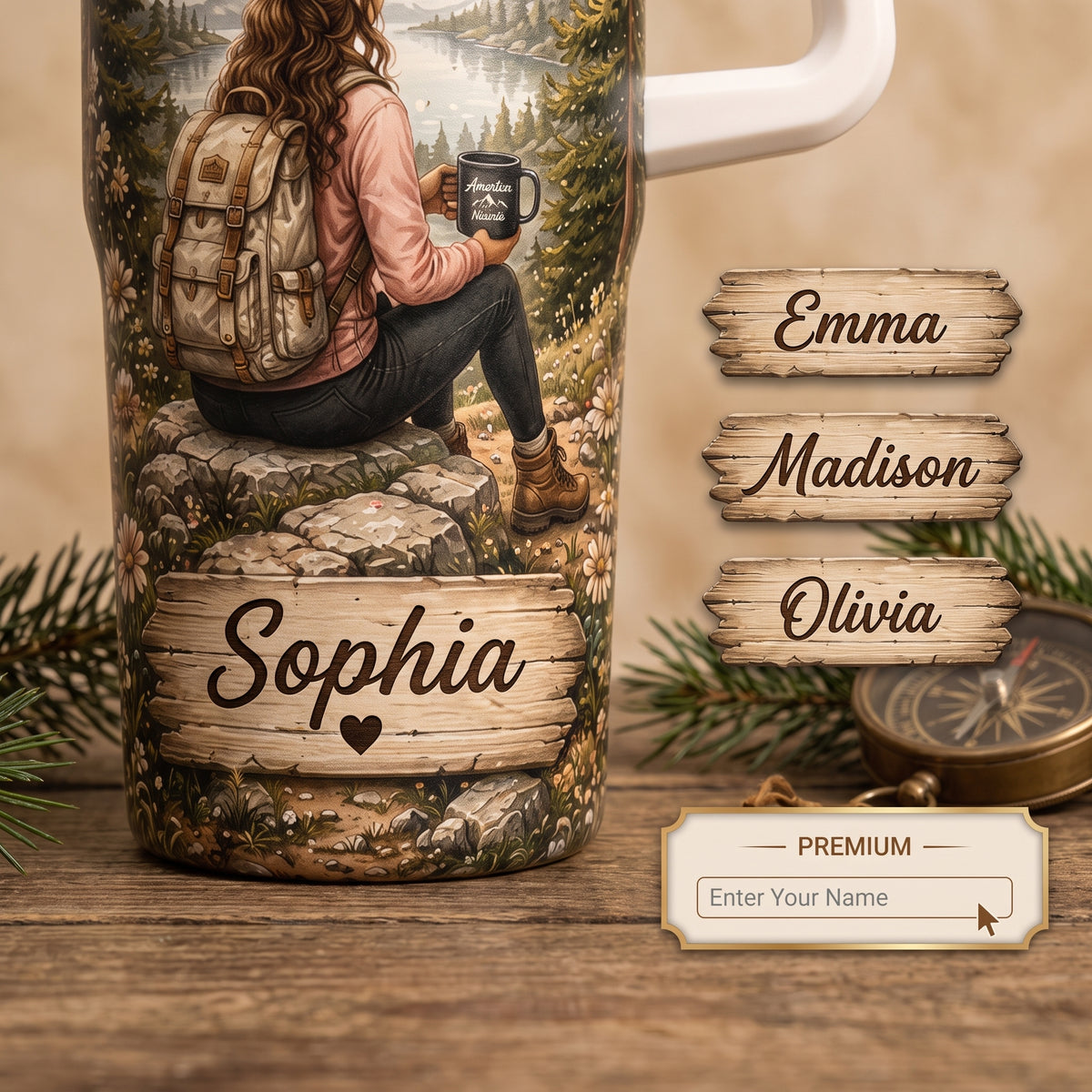 🎁Personalized Hiking Tumbler With Name🥤