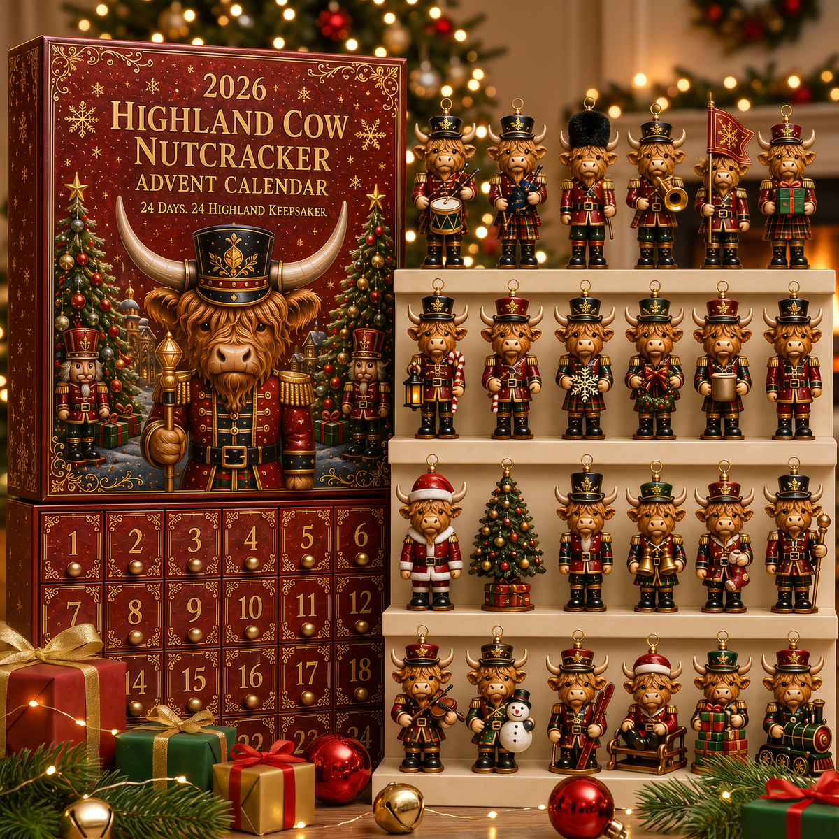 2026 Highland Cow Nutcracker Advent Calendar