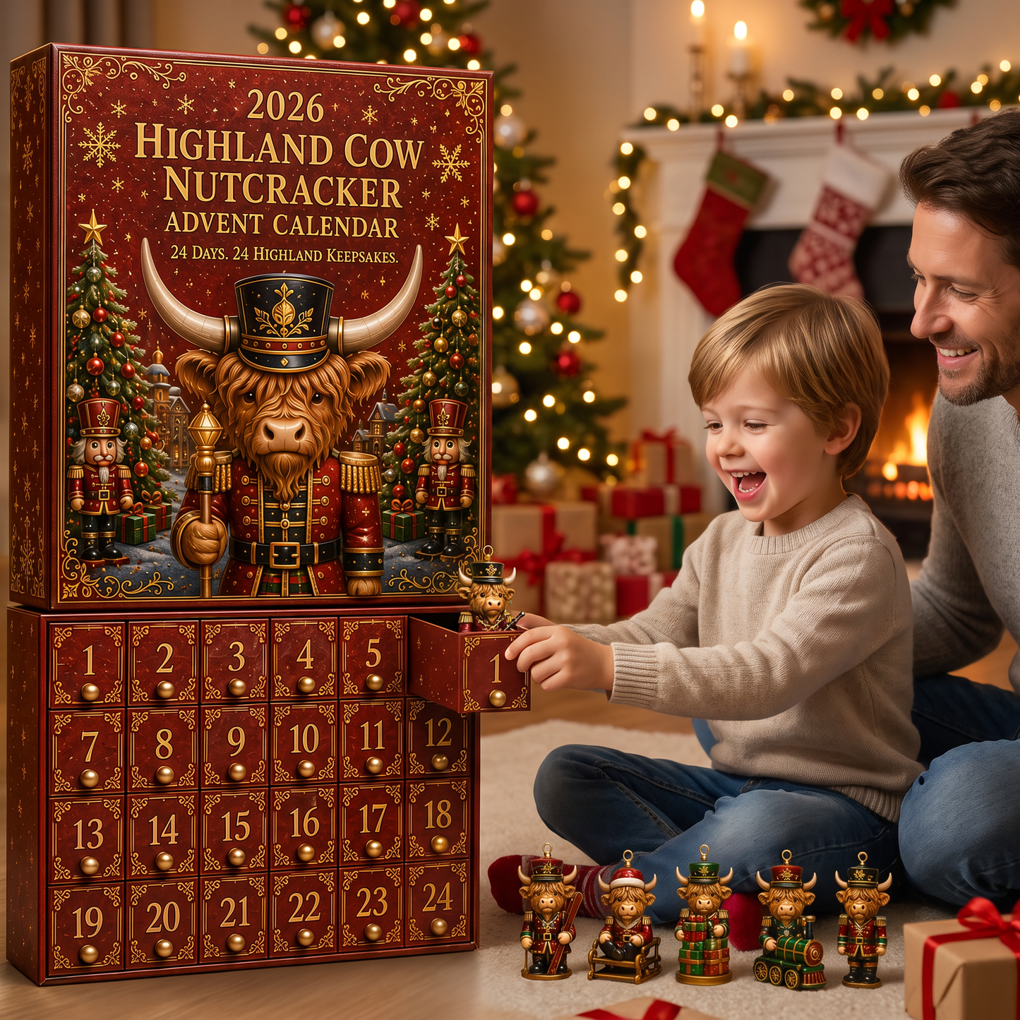 2026 Highland Cow Nutcracker Advent Calendar