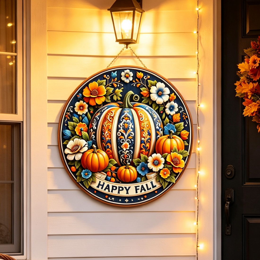 Fall Pumpkin Door Sign – Cozy Autumn Welcome Decor 🍂