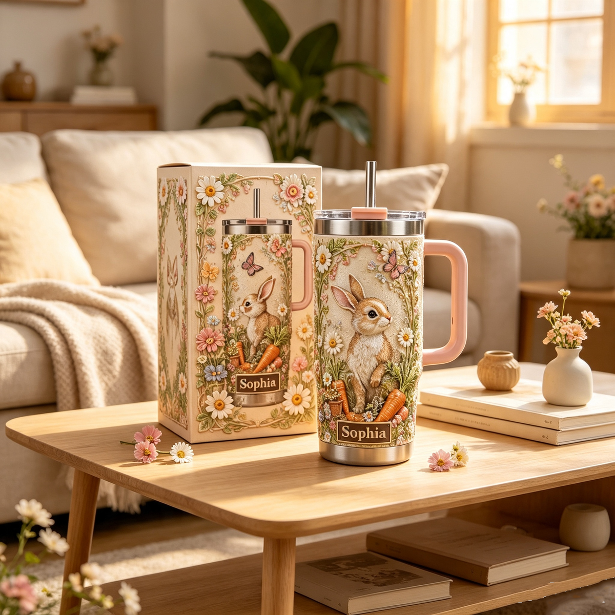 🐰 Personalized Bunny Garden Tumbler - A Sweet Garden Inspired Cup for Her