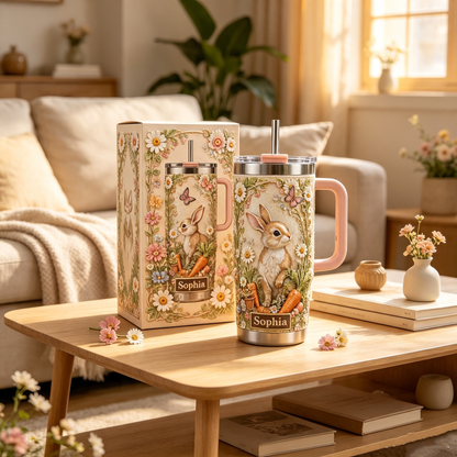 🐰 Personalized Bunny Garden Tumbler - A Sweet Garden Inspired Cup for Her