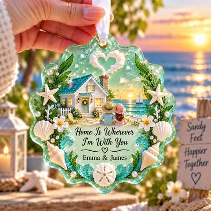 💙 Personalized Coastal Love Sea Glass Ornament