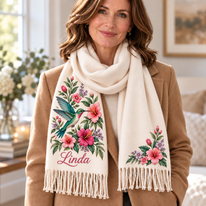 🌸 Personalized Garden Animal Scarf – Your Name, Your Nature