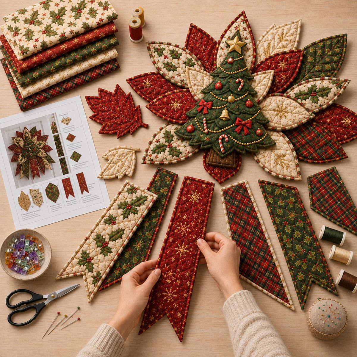 🎉Festive Quilted Christmas Door Hanging DIY Sewing Kit🎄