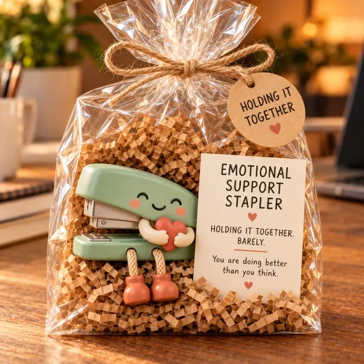 🔥 Emotional Support Desk Companions 🎁 Funny Coworker Gift with Encouraging Message Card
