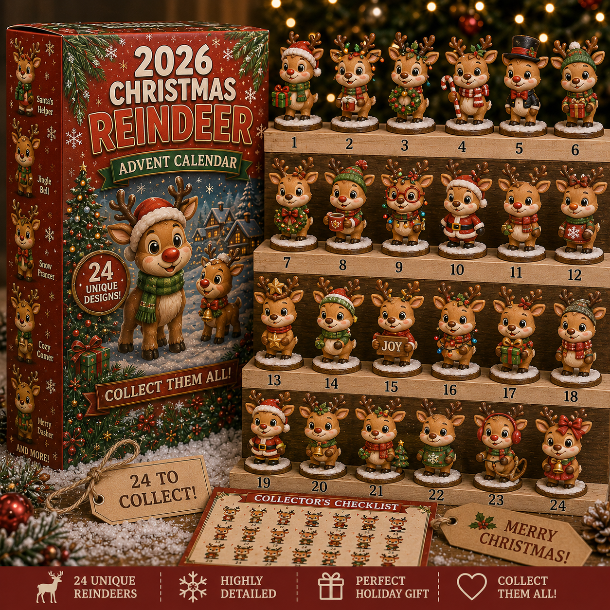 🦌 2026 Christmas Reindeer Advent Calendar — A Collectible Holiday Display Set