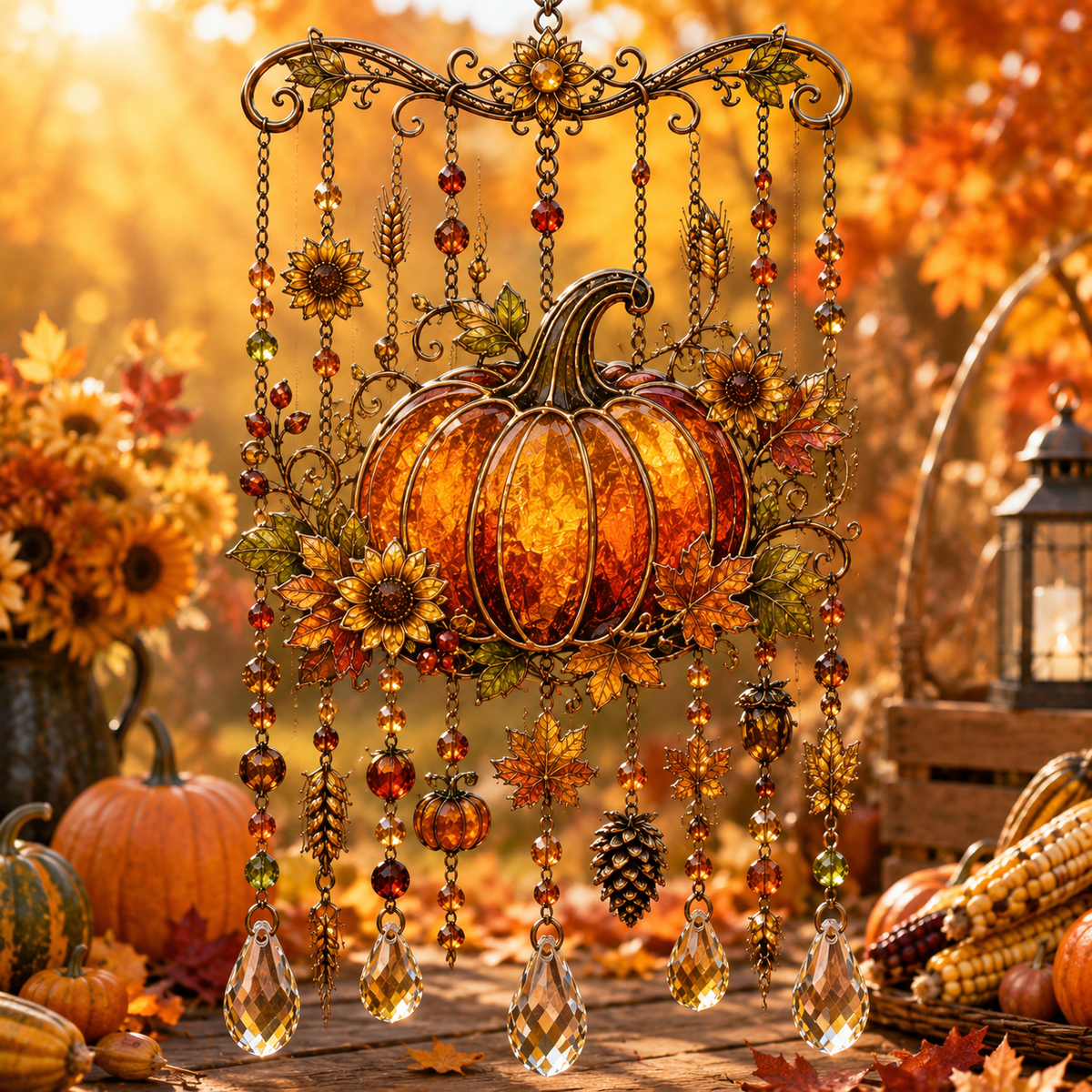 🍁 Autumn Blessing Fall Harvest Crystal Wind Chime