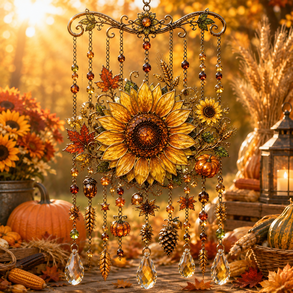 🍁 Autumn Blessing Fall Harvest Crystal Wind Chime