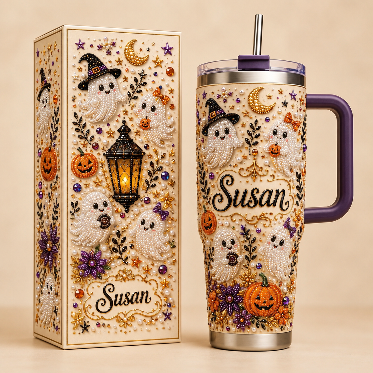 🥤Personalized Halloween Ghost Pearl Tumbler🎁