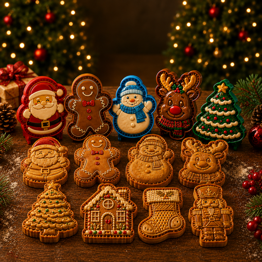 🎄 Christmas Mini Pie Moulds – 8 Festive Embossed Designs