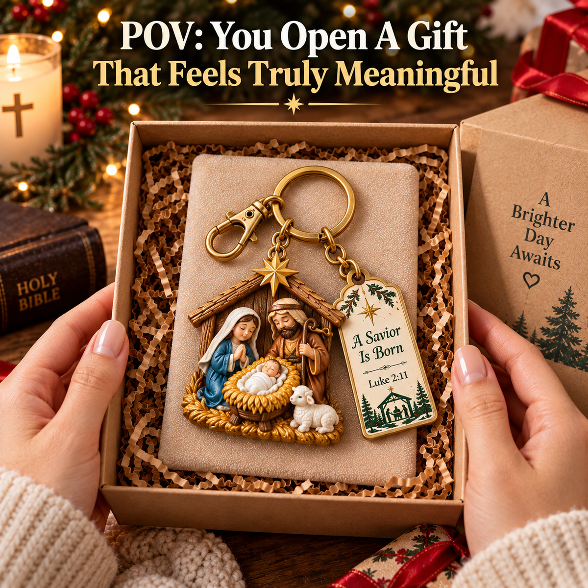 Christian Christmas Keychain Gift – Inspirational Bible Verse Keepsake for Believers