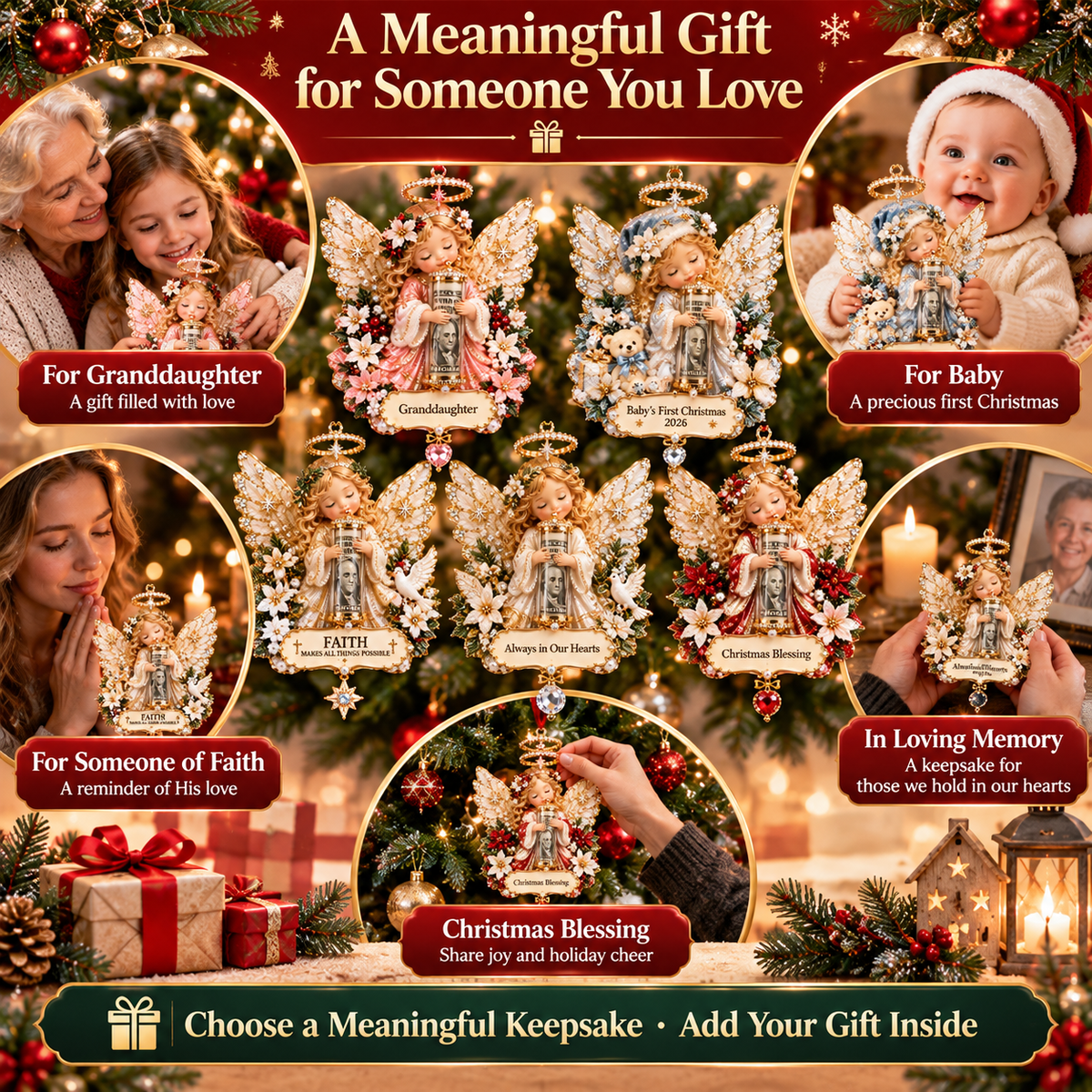 🎄 Christmas Angel Cash Holder Ornament