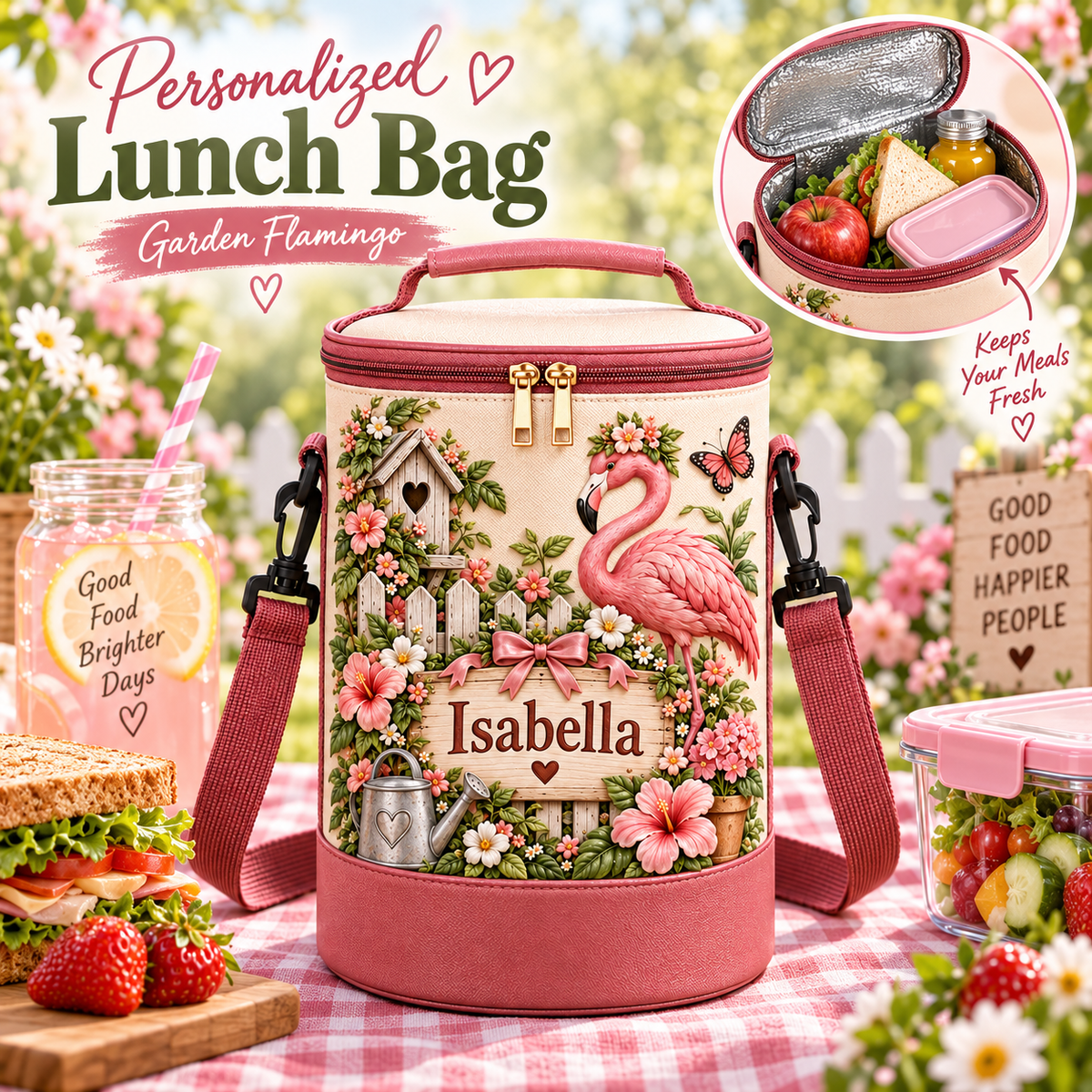 Personalized Garden Lunch Bag 🌸🥪💖